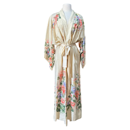 Vintage 1960’s Silk Floral Kimono Robe O/S