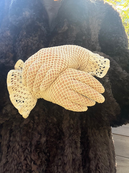 Vintage Crochet Gloves Long