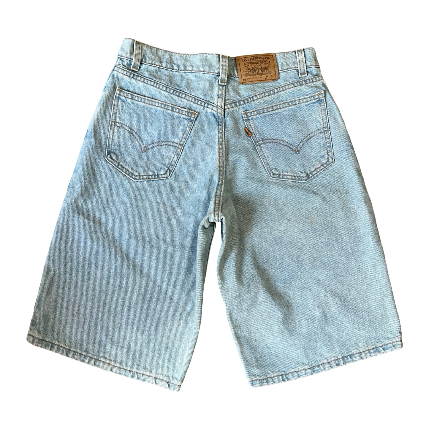 Rare One Of A Kind Vintage 1980’s Levi’s 562 Upside Down Orange Tab Patched Jorts 29/30