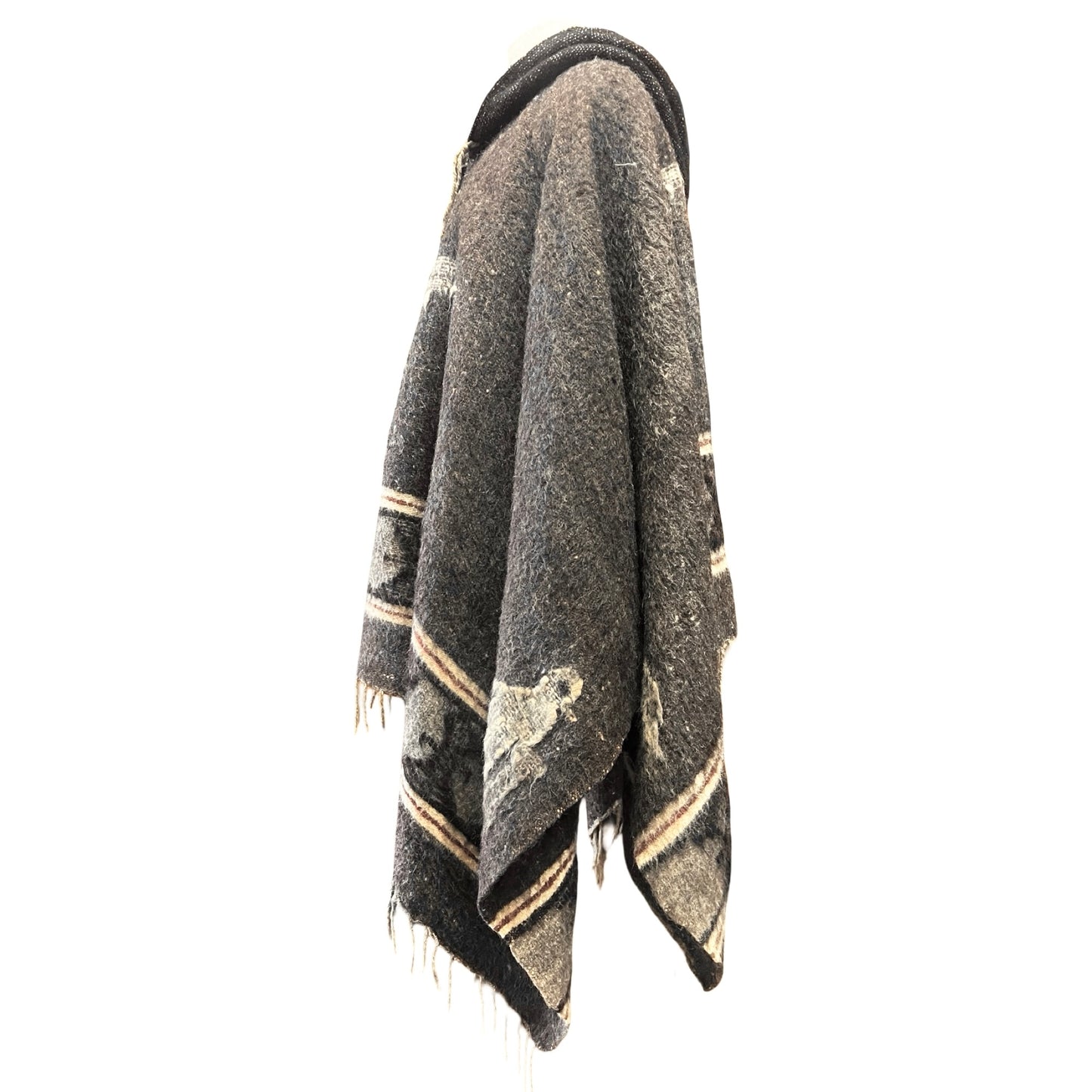 Rare Vintage 1960’s Guatemalan Quetzal Bird Handmade Wool Poncho O/S