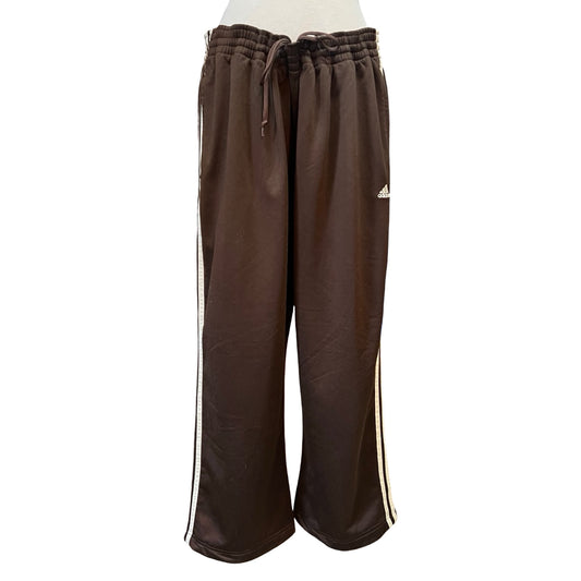 Vintage Brown & Cream Adidas Wide Leg Track Pants XL