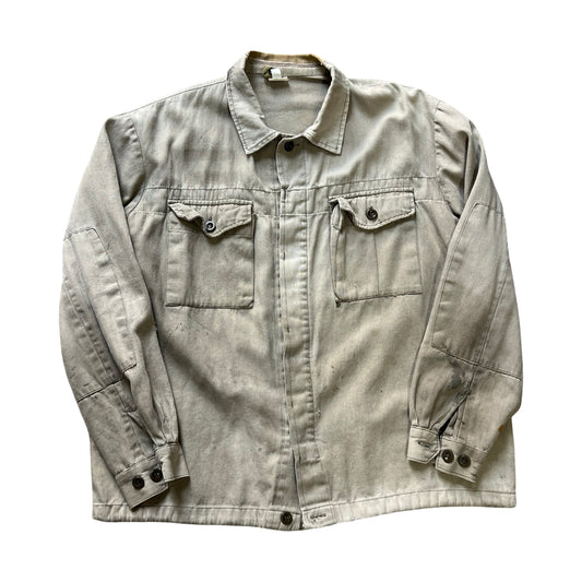 RARE Vintage European HBT Distressed Military Work Shirt Original Repairs XL