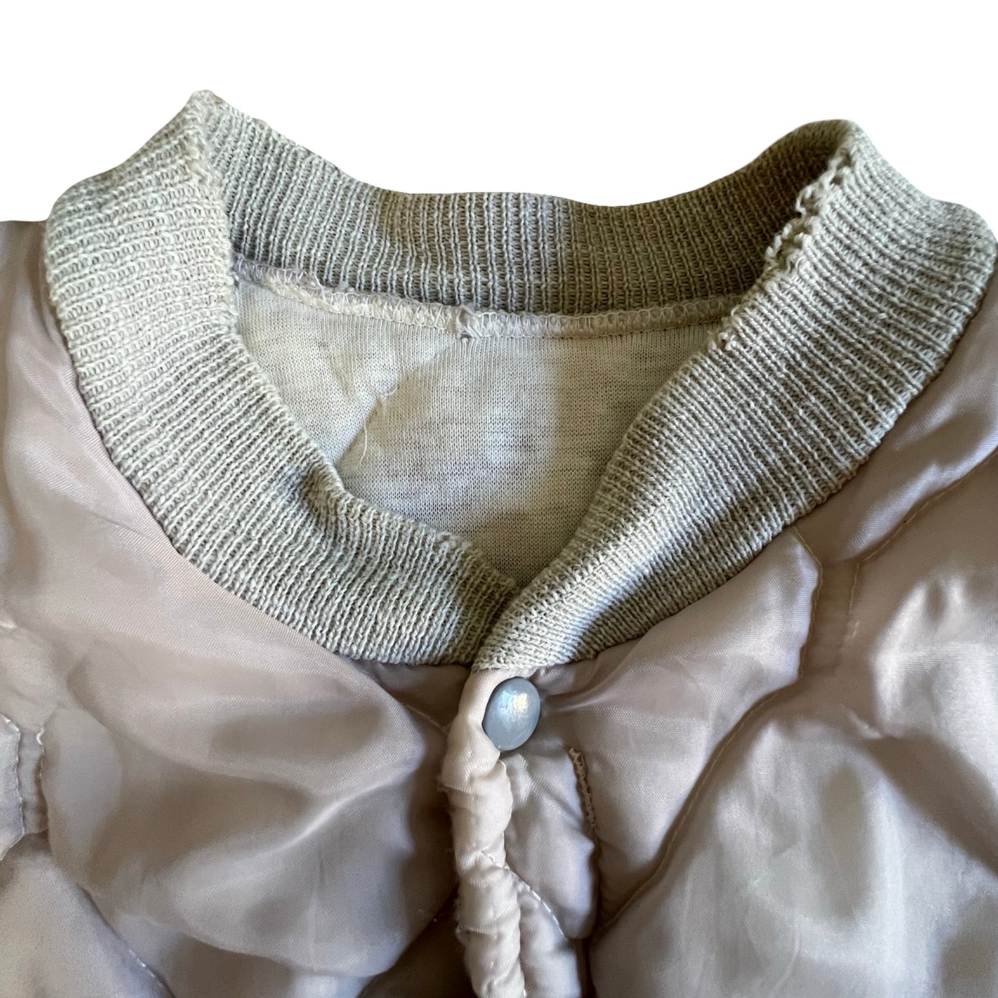 Vintage Cream Quilted Military Jacket Liner