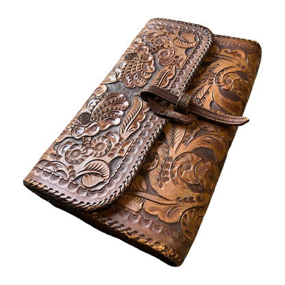 Vintage 70’s Hand Tooled Oversized Structured Clutch