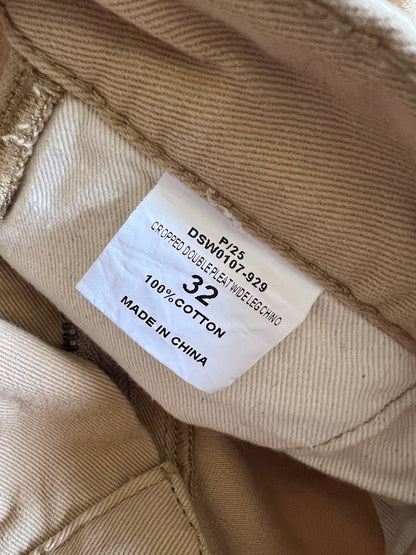 Denimist Cropped Double Pleat Wide Leg Chino 32