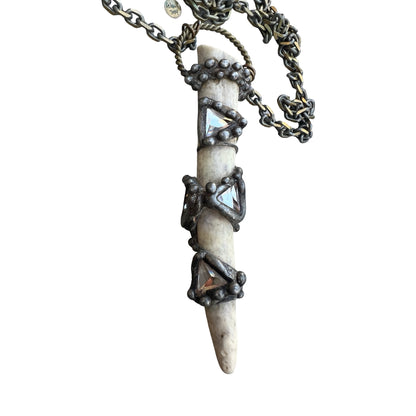 RARE Signed Mikal Winn 2014 Crystal Antler Brutalist Statement Necklace