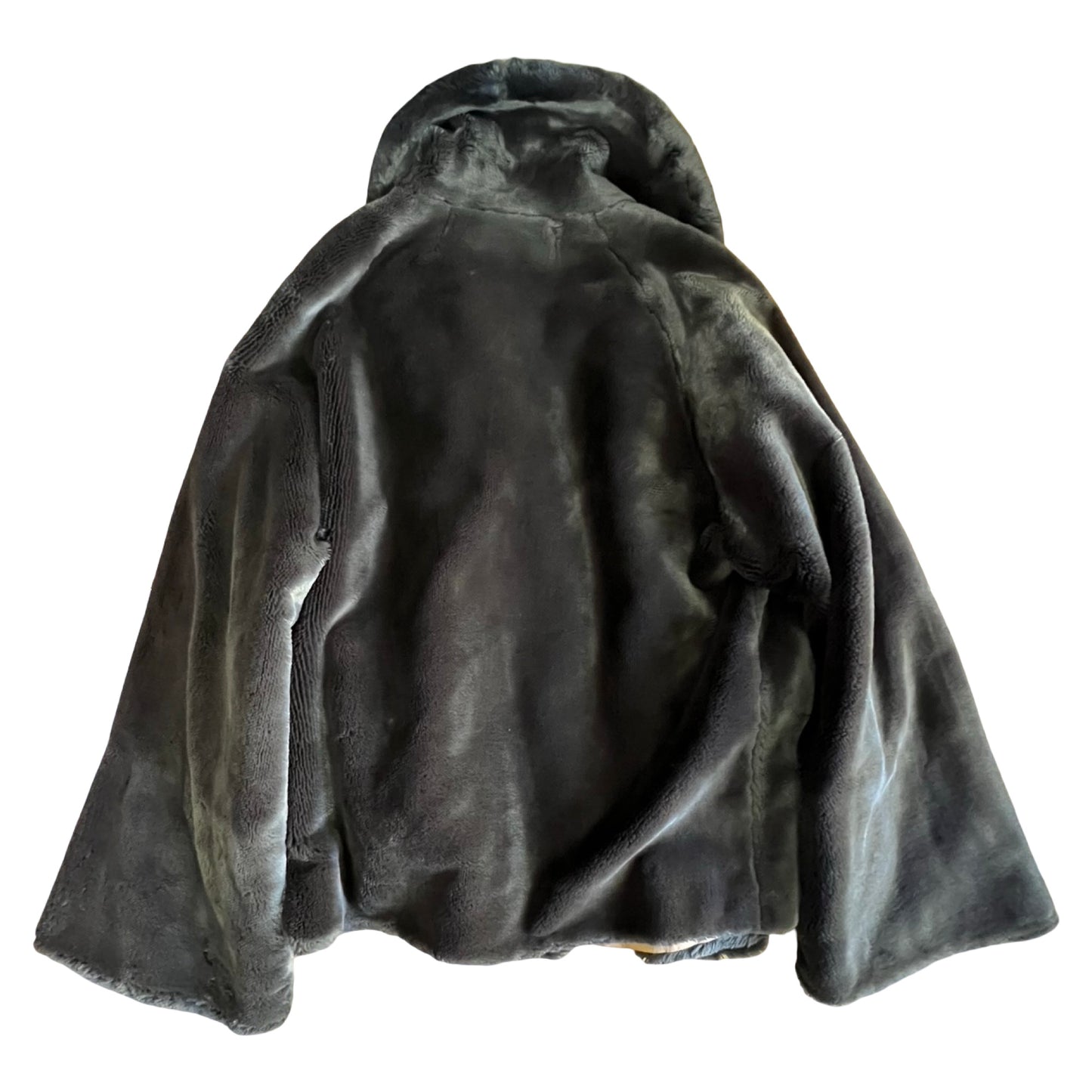 Vintage Shawl Collar Bell Sleeve Silk Lined Faux Fur Jacket O/S