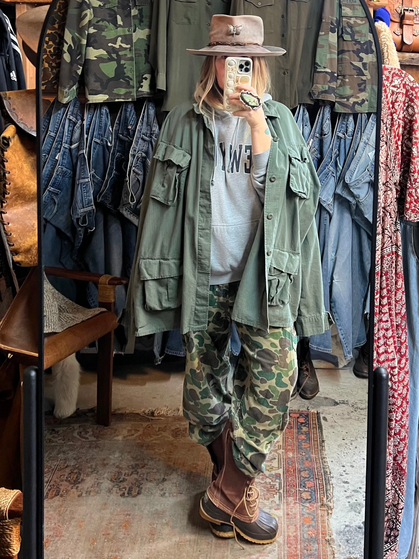 Vintage Distressed Frog Skin Camouflage Cargo Pants XL