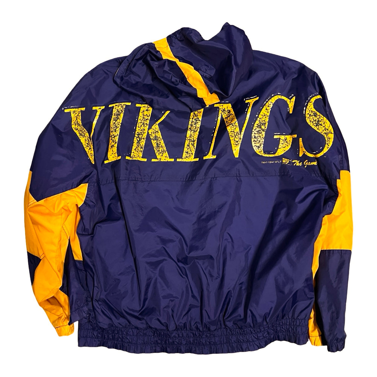 Vintage 1994 Minnesota Vikings Oversized Distressed Hooded Windbreaker XL