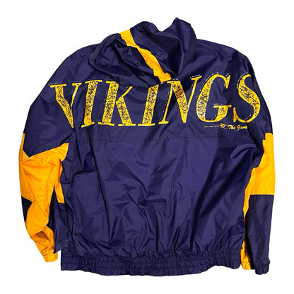 Vintage 1994 Minnesota Vikings Oversized Distressed Hooded Windbreaker XL