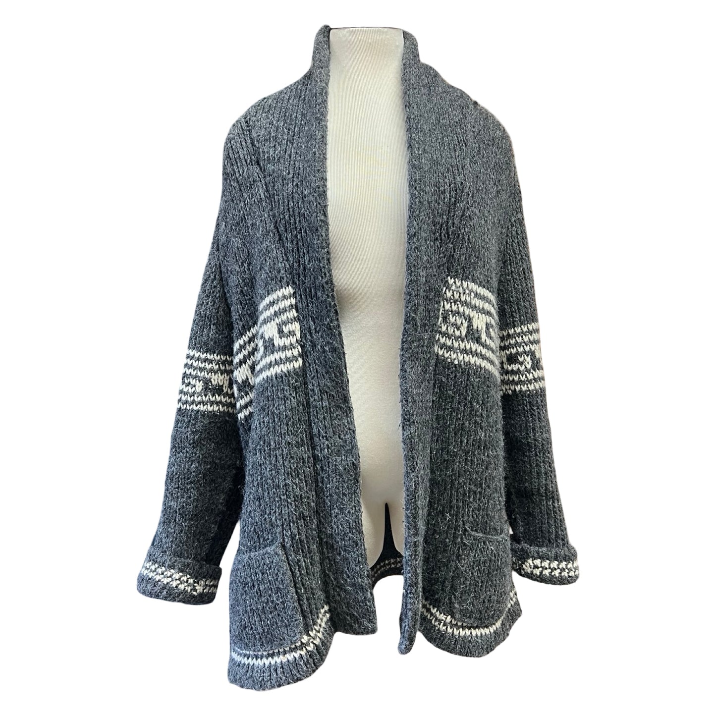 Vintage 1970’s Hand Knit Oversized Cowichan Cardigan XL