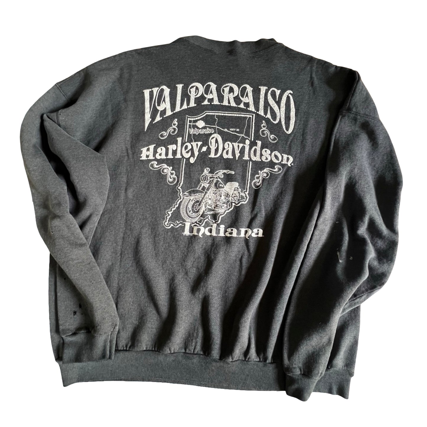 Vintage 80’s/90’s Distressed Harley Logo Sweatshirt Indiana XL