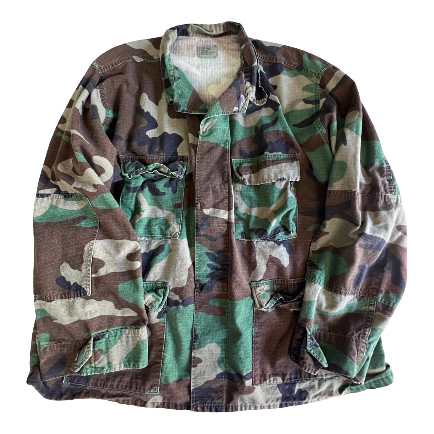 Classic Vintage Ripstop Camo Jacket Elbow Patches XL