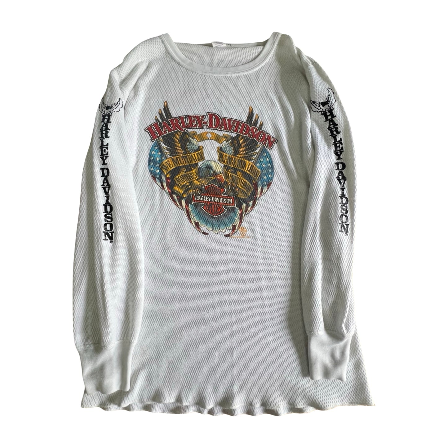 RARE 80’s Vintage Harley Davidson Oversized Distressed Thermal 3XL