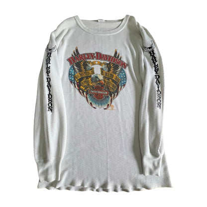 RARE 80’s Vintage Harley Davidson Oversized Distressed Thermal 3XL