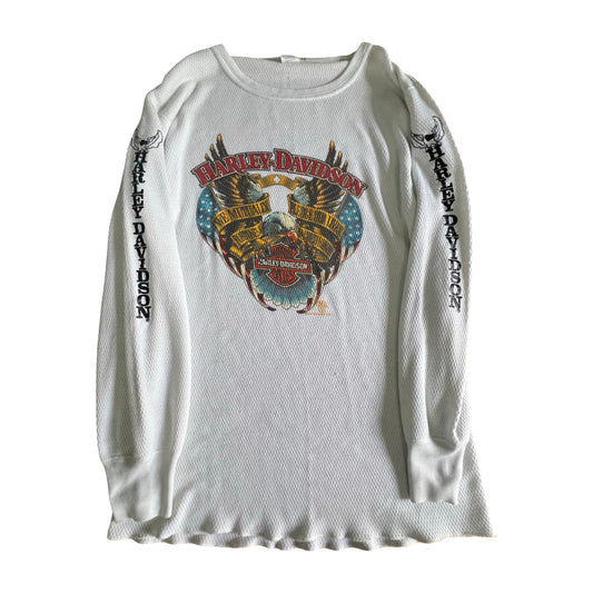 RARE 80’s Vintage Harley Davidson Oversized Distressed Thermal 3XL