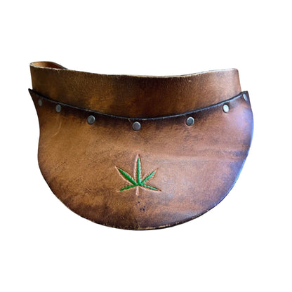 Vintage 70’s Hand Tooled Weed Leaf Leather Visor Mary Jane