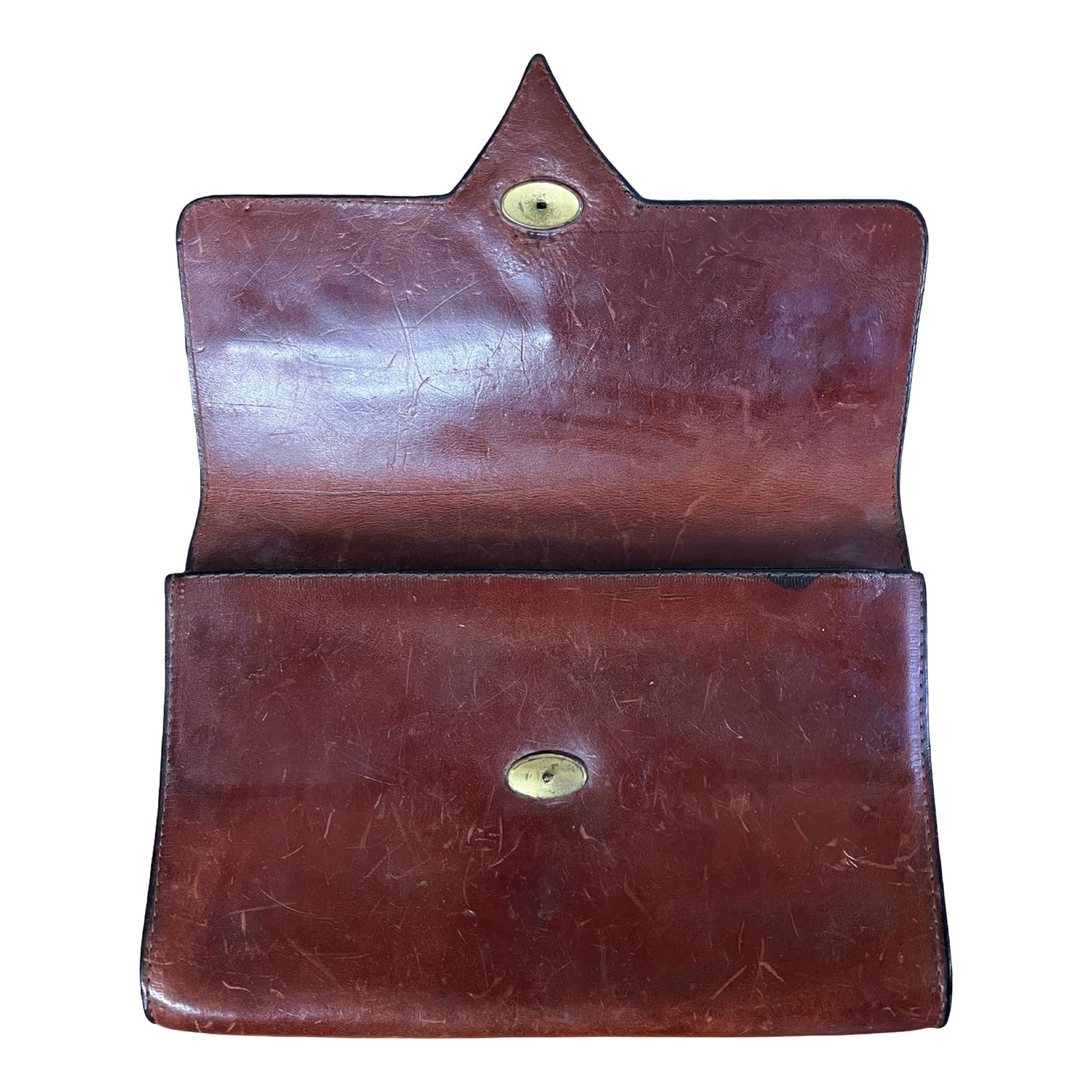 Rare Vintage 1940's Art Deco Leather Clutch Ostrich Inlay