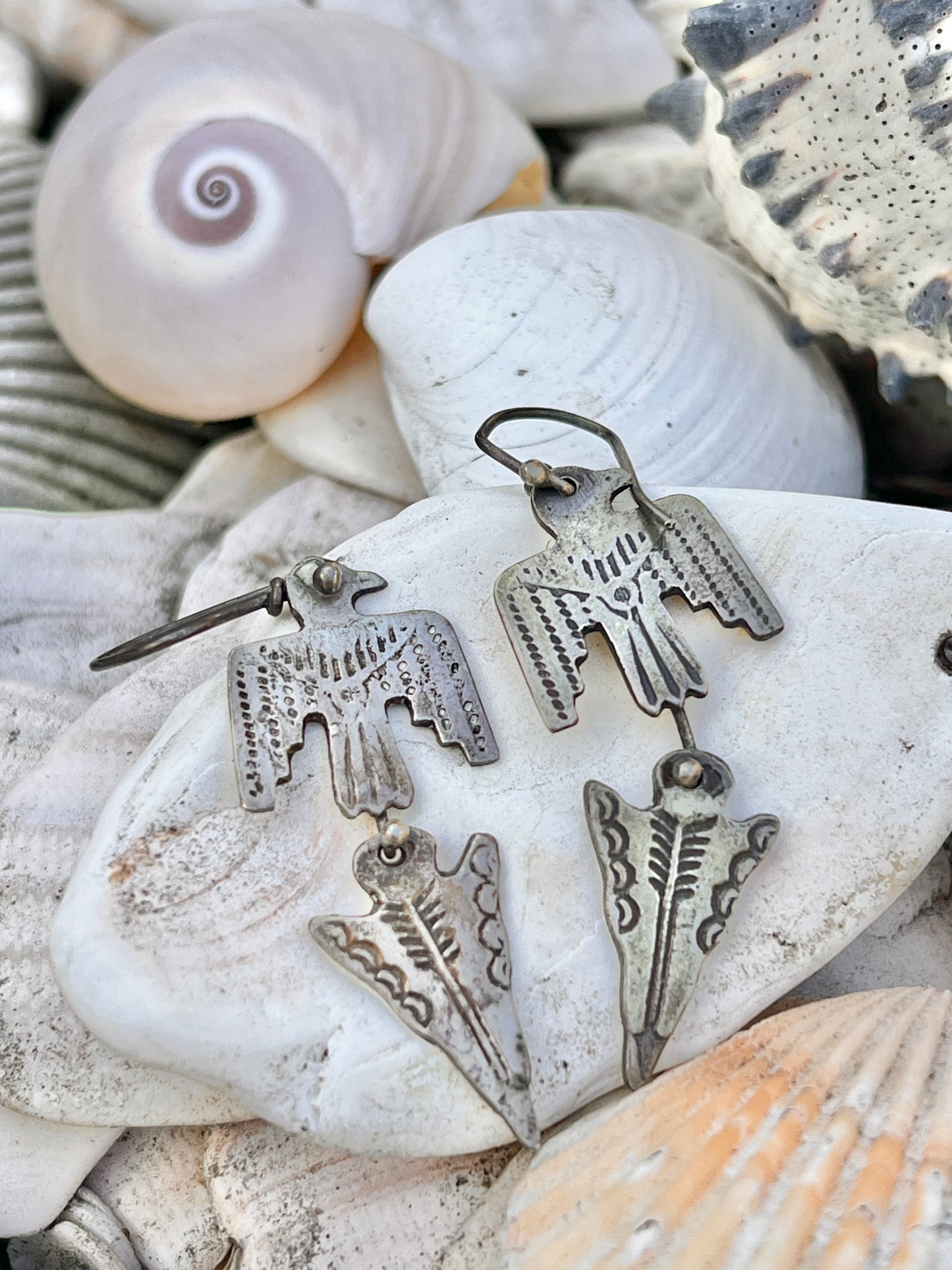 Vintage 1970’s Navajo Sterling Silver Thunderbird Earrings