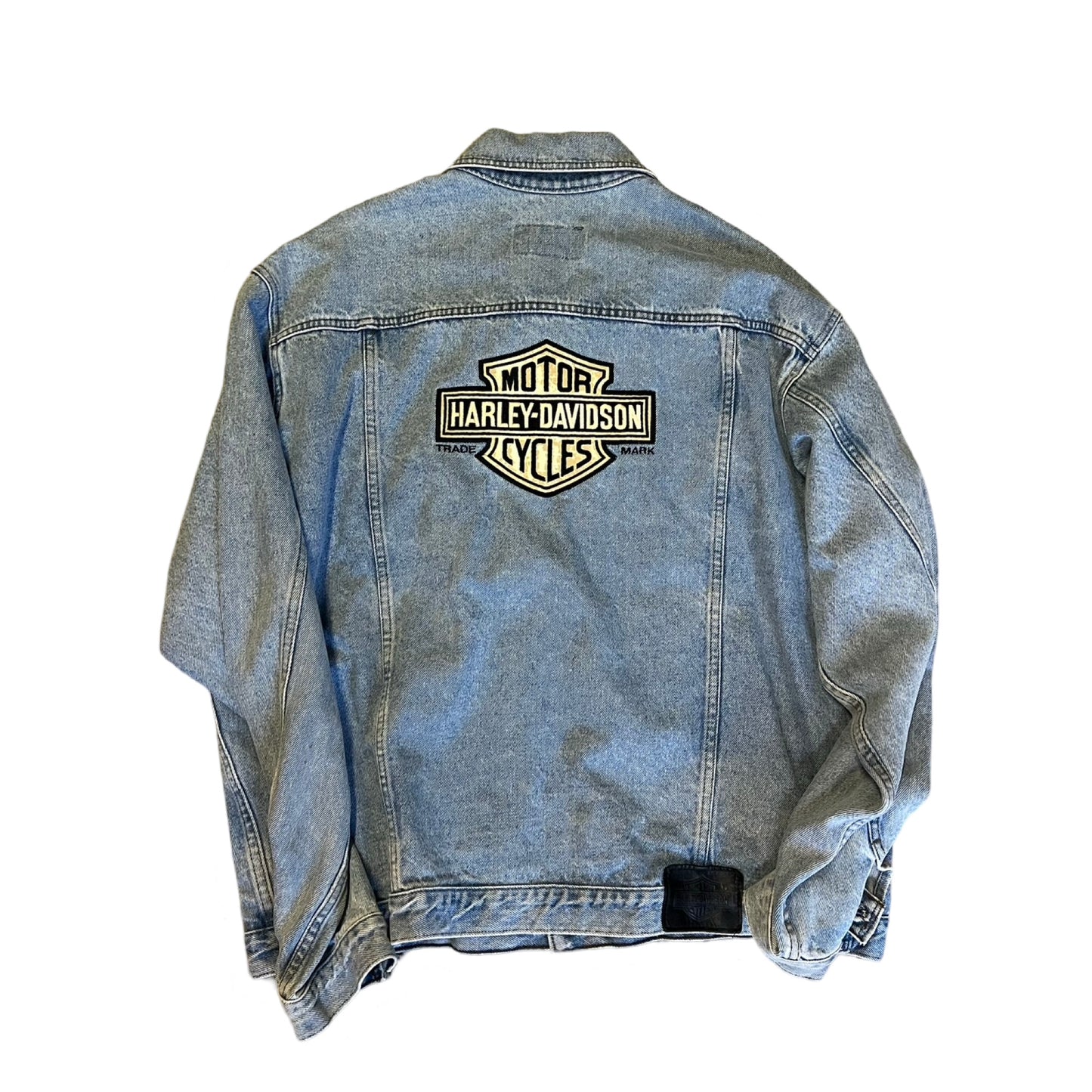 Vintage Harley Davidson Oversized Denim Jacket Back Patch XL