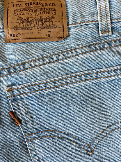 Rare One Of A Kind Vintage 1980’s Levi’s 562 Upside Down Orange Tab Patched Jorts 29/30