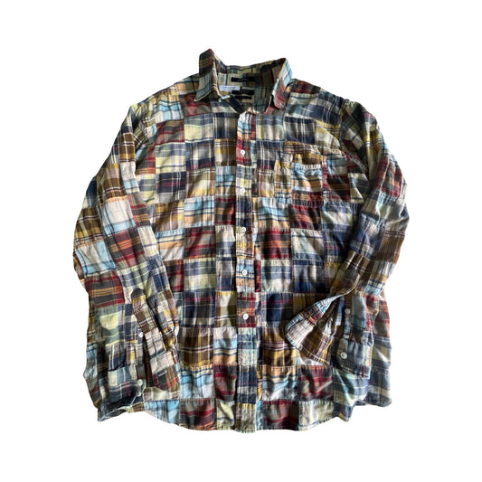 Vintage 80’s Patchwork Madras Oversized Button Down XXL