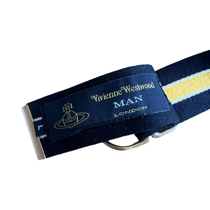 RARE Vintage 1990’s Vivienne Westwood Man Striped Canvas Webbing D-Ring Belt