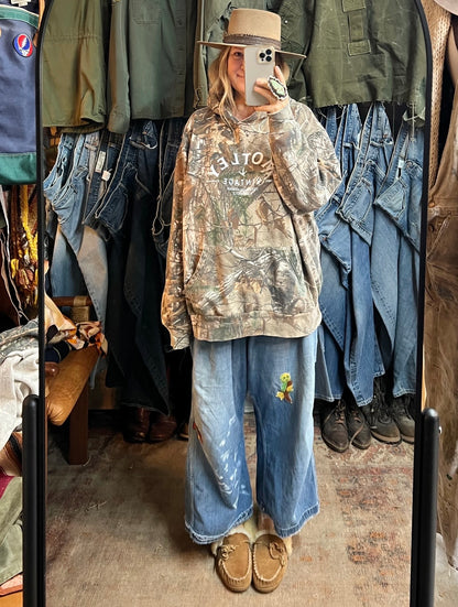 Vintage Oversized Distressed Camo Hoodie w/ MV Logo XXXL #1