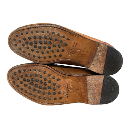 Vintage Bragano Distressed Woven Leather Tassel Loafers Made In Italy Men’s 7.5