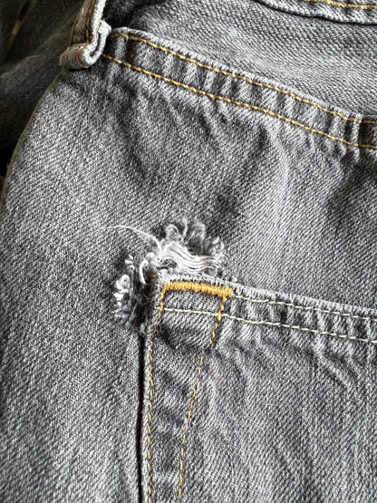 Vintage Y2K Levi’s 501 Distressed Faded Black Raw Cut Hem