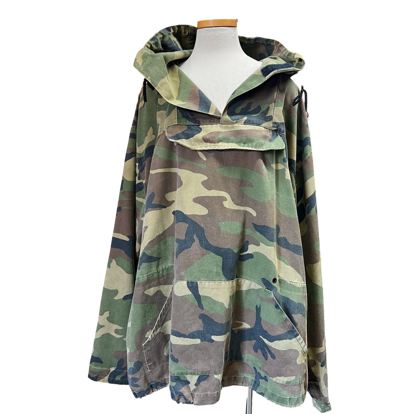 Vintage Military Issued Woodland Camo Hooded Anorak 3XL