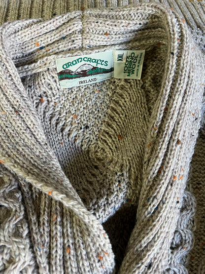 Oversized Cable Knit Fisherman Cardigan Sweater XXL