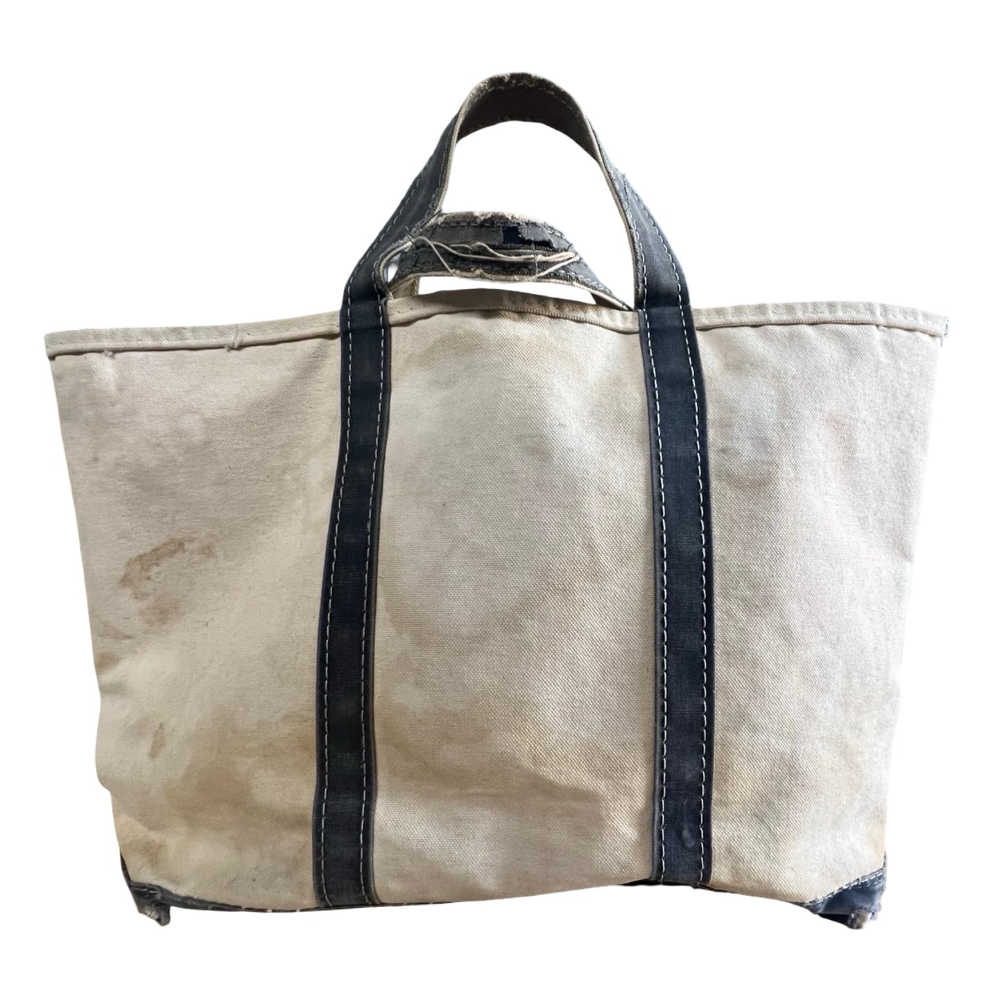 Rare Vintage 70’s/80’s Sawtooth Label Heavily Distressed LL Bean Faded Navy Boat & Tote Bag