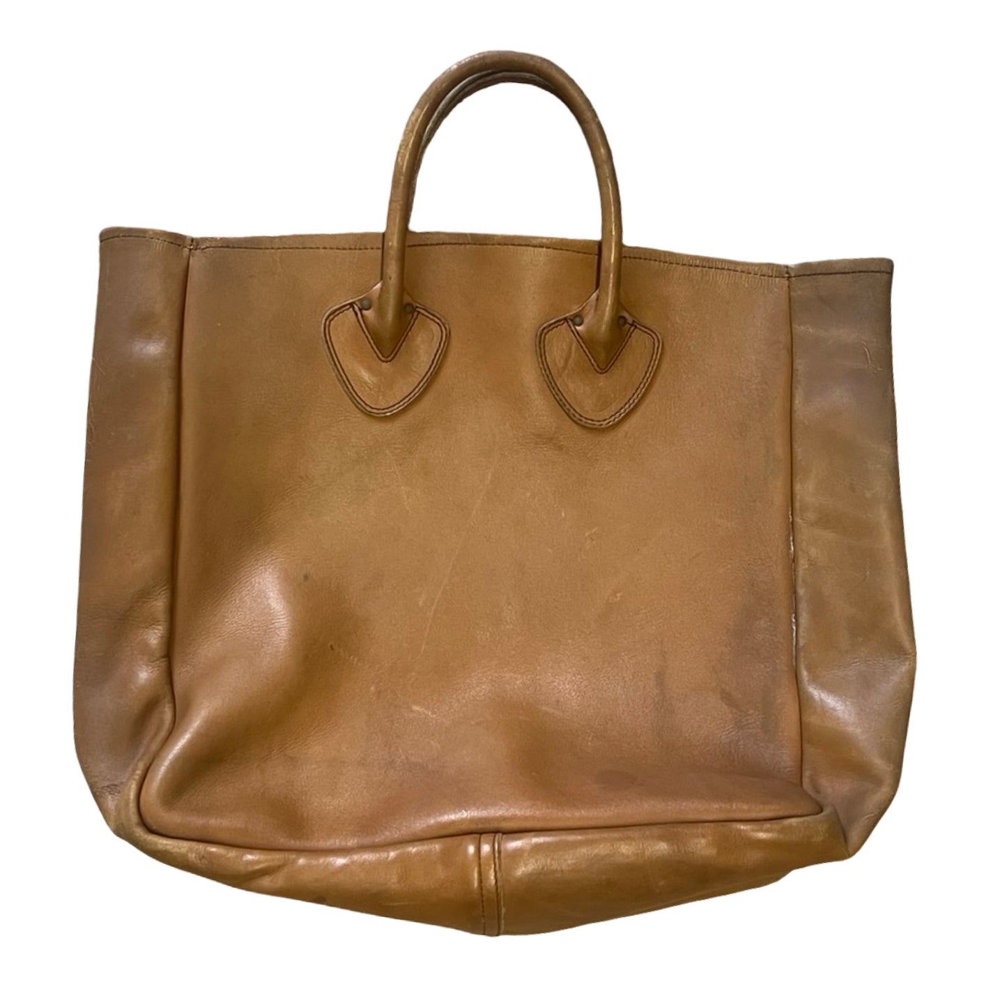 RARE Vintage LL Bean 1970’s Cursive Label Distressed Leather Tote M