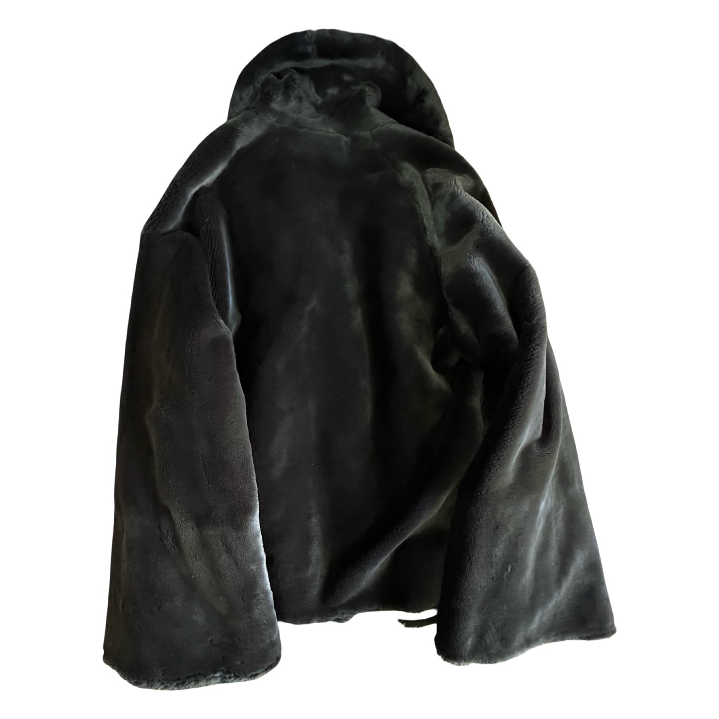 Vintage Shawl Collar Bell Sleeve Silk Lined Faux Fur Jacket O/S