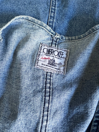 Vintage 80’s Cherokee Oversized Denim Zip Front Utility Vest XXL