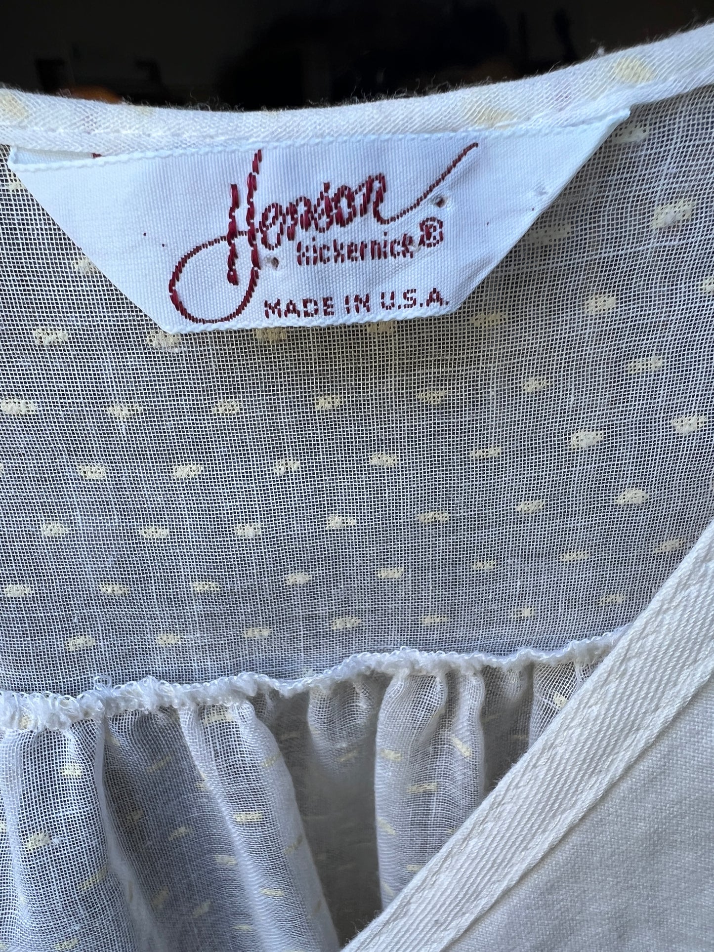 Vintage Diaphanous Swiss Dot Puff Sleeve Peignor O/S