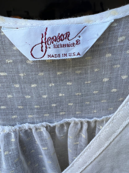 Vintage Diaphanous Swiss Dot Puff Sleeve Peignor O/S