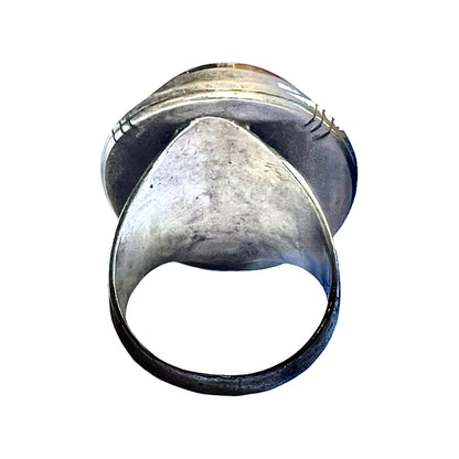 Huge Vintage Tigers Eye Sterling Silver Ring Size 9 1/4