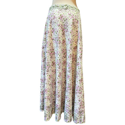 Vintage 70’s India Block Print Floral Maxi Skirt XL