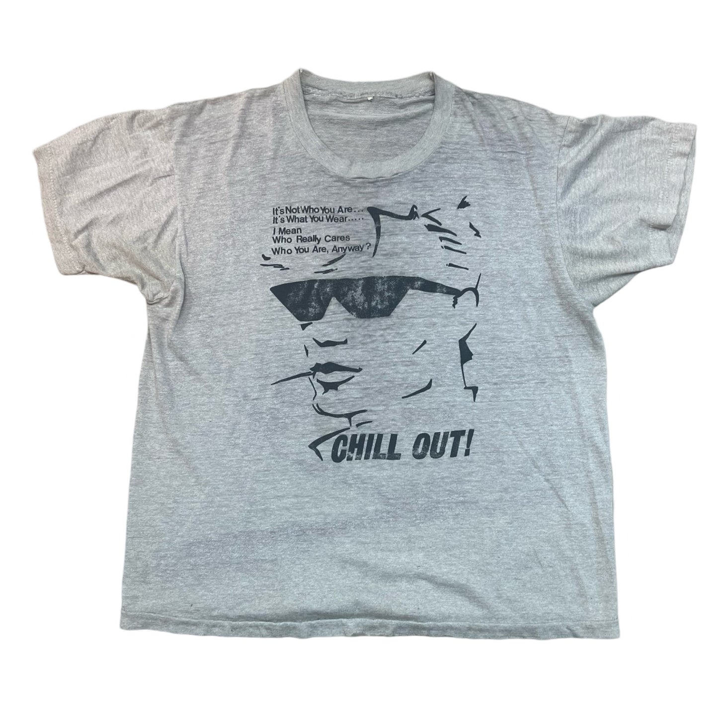 Vintage 80’s Original Distressed Chill Out T-Shirt Soft & Worn L/XL