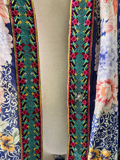 Johnny Was Oversized Silk Floral Snap Front Kimono