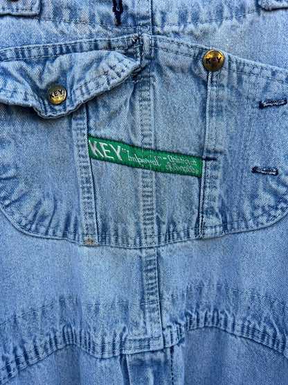 Vintage Distressed & Faded Oversized Key Imperial Overalls