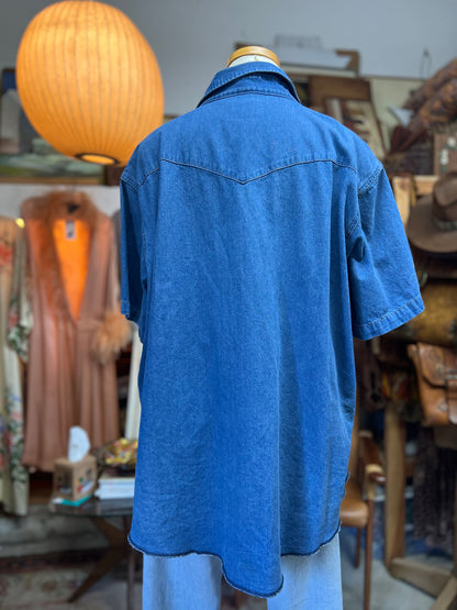Vintage Wrangler Oversized S/S Pearl Snap Denim Shirt 3XL