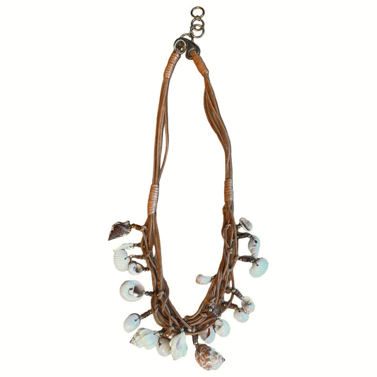 Vintage 70’s Braided Leather and Shell Necklace