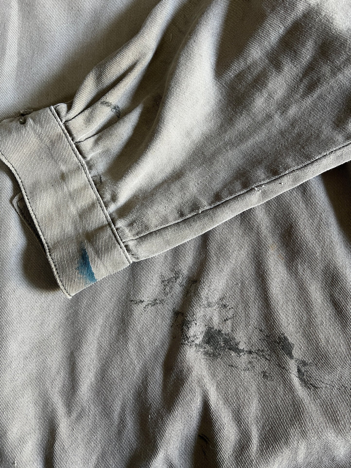 RARE Vintage European HBT Distressed Military Work Shirt Original Repairs XL