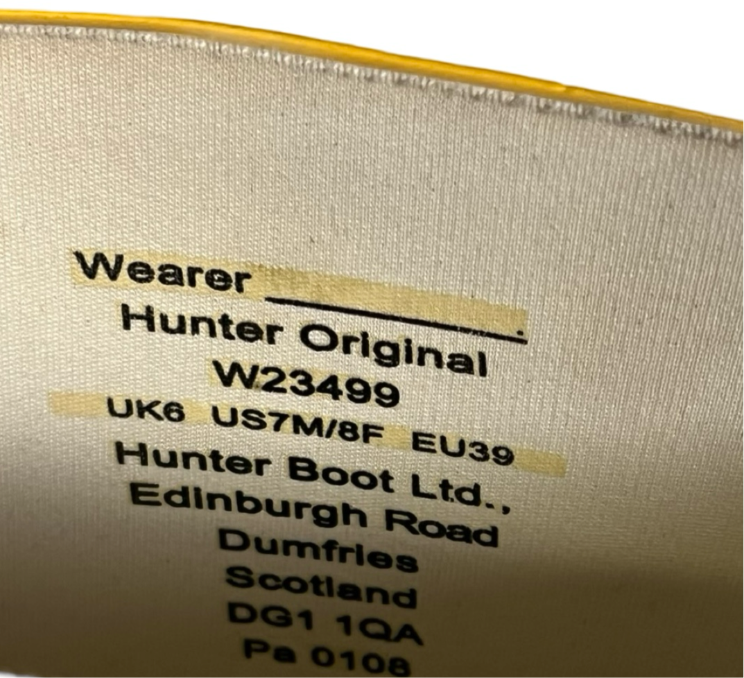 Vintage Hunter Rain Boots Wellies Classic Yellow Mens 7 Womens 8