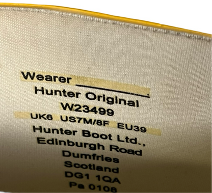 Vintage Hunter Rain Boots Wellies Classic Yellow Mens 7 Womens 8