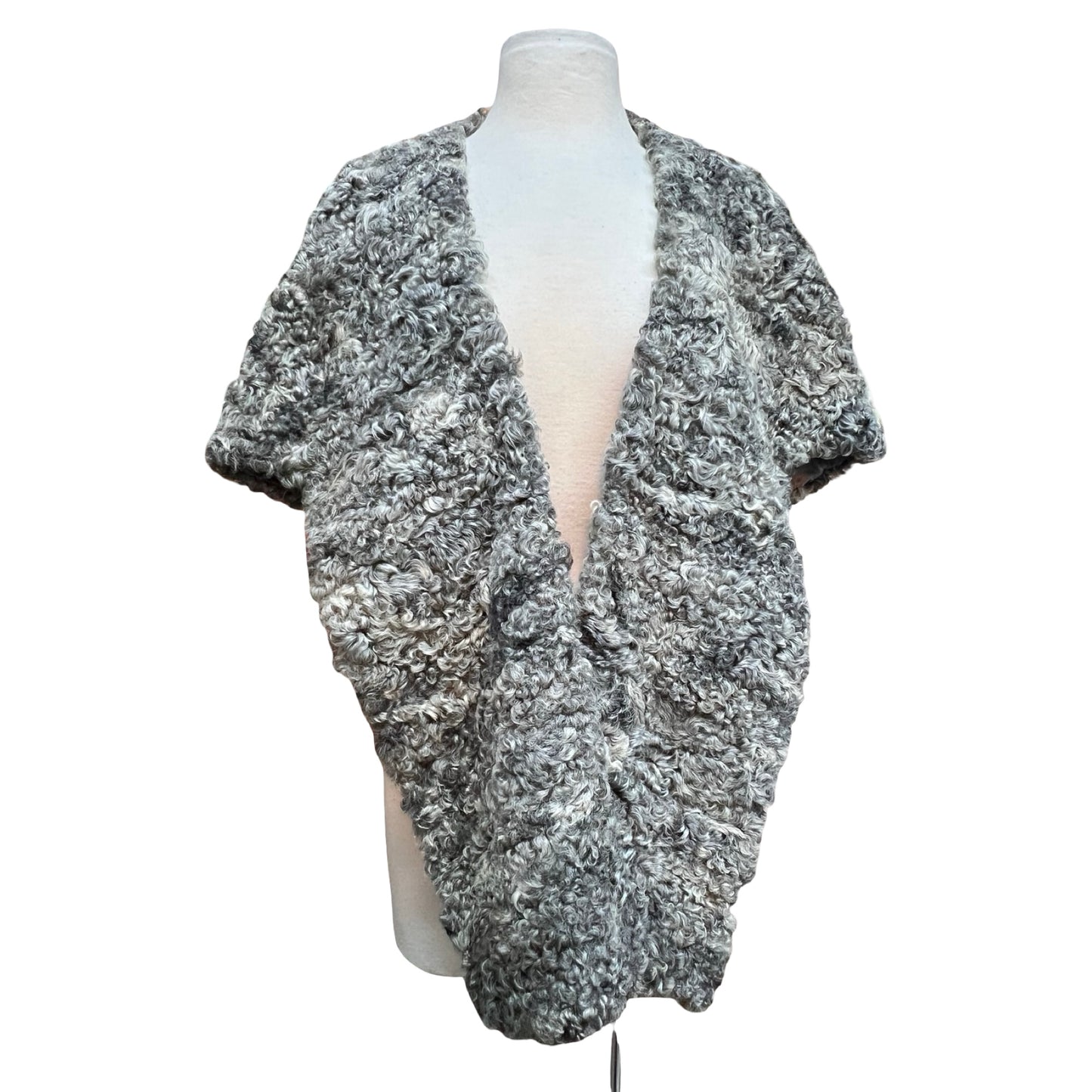 Vintage Salt & Pepper Curly Lamb Fur Stole