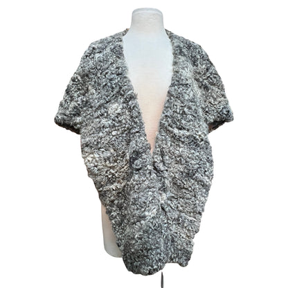 Vintage Salt & Pepper Curly Lamb Fur Stole